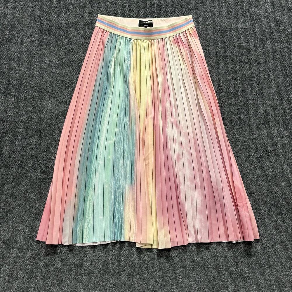 Le Superbe Skirt Womens Large Scattered Clouds Pleated Pastel Rainbow Midi